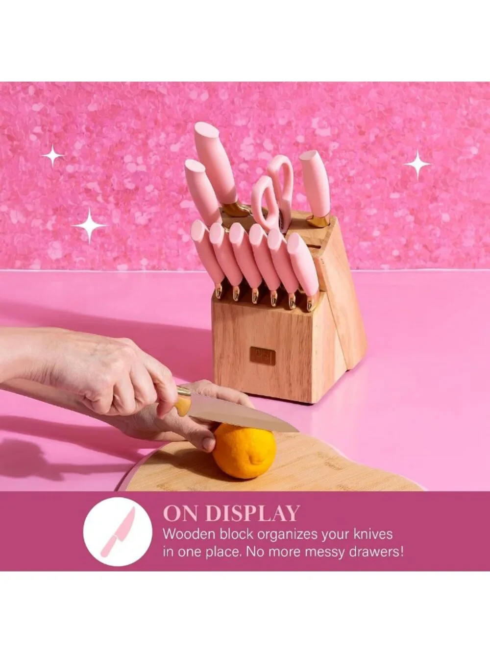 12-Piece Pink Kitchen Knife Set - High-Carbon Stainless Steel, Precision Blades